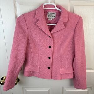 Rickie Freeman Teri Jon Pink Tweed Blazer Wool
